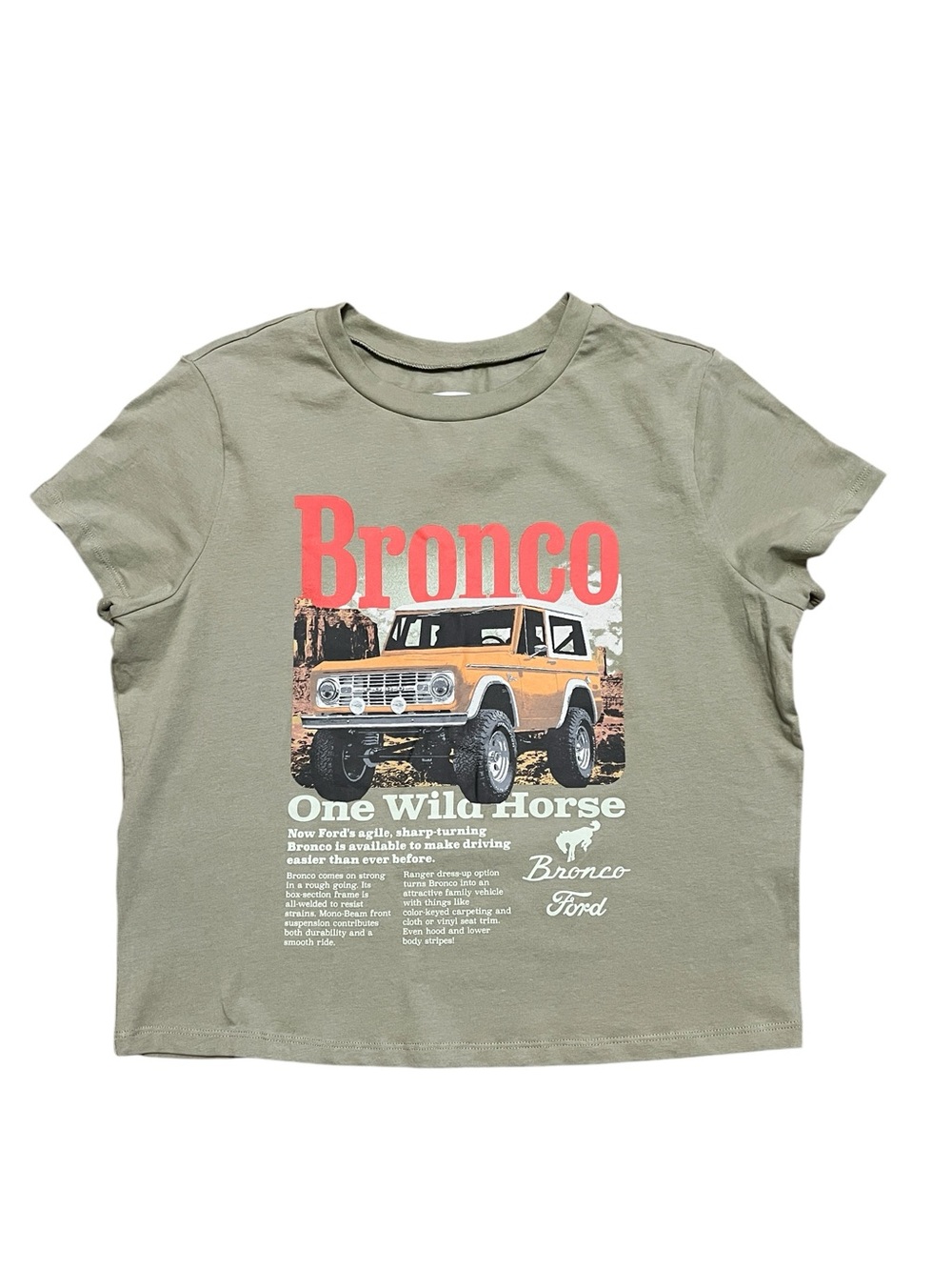 Ford Olive Green Tee with Orange and Red Bronco Graphic